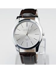 2013newestseller 1pcs Unisex Leisure Sports Mens Boys Women Leatheriod Brown Band White Case Wrist Watches Classic Round Face