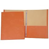 Orange Swirl Duotang 9x12 Paper Two Pocket Folders with Clips for 3 Hole Punch - Packs of 3