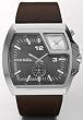 Diesel #DZ1417 Men's Leather Strap Grey Dial Dual Time Zone Watch