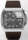 Diesel #DZ1417 Men's Leather Strap Grey Dial Dual Time Zone Watch