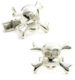 Sterling Silver Skull and Crossbones Pirate Cufflinks w/ Jewelry Box