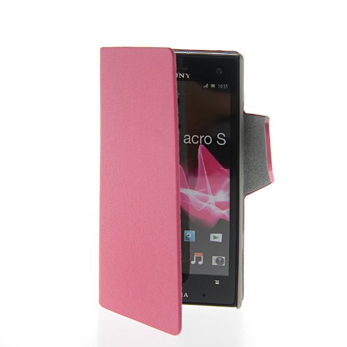 MOONCASE Slim Fit Flip Wallet Card Pouch Stand Leather Case Cover for Sony Xperia acro S LT26W Hotpink