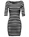 Made by Emma Basic Every Day Boat Neck Stripe 3/4 Sleeve Dress Black White S