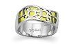 Wavy Stainless Steel Women's Ring with yellow resin inlay
