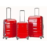Rockland Atlantis Collection 3-Piece Hardside Spinner Luggage Set – Red