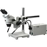 AmScope 3.5X-90X Stereo Zoom Microscope on Boom + Fiber Light