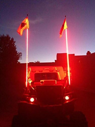 Wellness Everything LED Lighted Whip w/ Flag Atv Utv Off Road Sand Dunes Led Lighted Whip Atv Utv Antenna 5ft,RED Color (5ft Red)