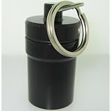FIRST AID - PILL CONTAINER - Medical Alert - Key Chain - WATER RESISTANT - Large Size - Color BLACK