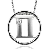 Zodiac Sign Gemini Silver Diamond Pendant Necklace (HI, I1-I2, 0.05 carat)