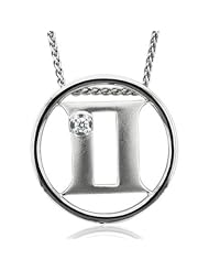 Zodiac Sign Gemini Silver Diamond Pendant Necklace (HI, I1-I2, 0.05 carat)