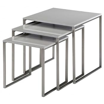 Set de 3 tables basses laquées Enora - Gris