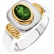 Sterling Silver and 14K Yellow Gold Tsavorite (Green Garnet) Ring