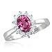 Natural Pink Sapphire and Diamond Engagement Ring title=