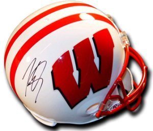Lee Evans Wisconsin Badgers NCAA Hand Signed Mini Helmet