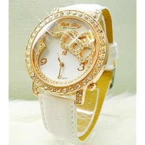 Hello Kitty Rhinestone Watch-White