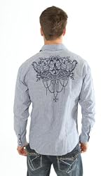 Indigo Star Luxemburg Embroidered Eagles Fleur Blue Striped Shirt