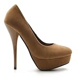 Ollio Women's Faux Suede Platform Pump Closed Toe High Heel Multi-Color Shoes