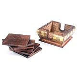Sheesham Wood Coaster Set with Holder