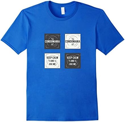Men's Keep Calm and Condoms and Sex Labels Short Sleeve T-Shirt 2XL Royal Blue