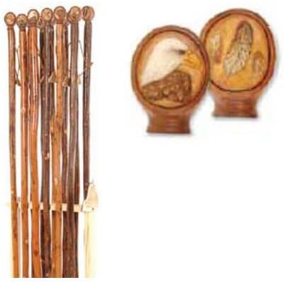 56" Bald Eagle Staff/Camera Pod Staff with Knob Top