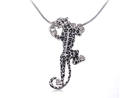Fierce Detail Spotted Jaguar Climbing Leopard Animal Spots Dots Pendant Necklace