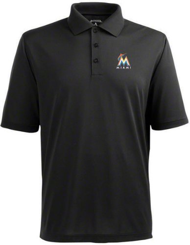 Florida Marlins Black Pique Extra Light Polo Shirt
