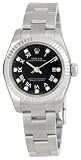 Rolex No Date Roman and Diamond Dial 18k White Gold Fluted Bezel Ladies Watch 176234BKRDO