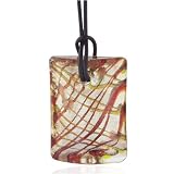Square Red And Yellow Waffle Murano Glass Necklace Pendant