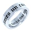 TWO SOULS ONE HEART RING - (FRENCH & ENGLISH) - Inspirational Jewelry- High quality etched stainless steel ring. Hypo-allergenic. Inspirational Relationship Jewelry Wedding Band / Wedding Ring / Promise Ring / Poesy Ring.