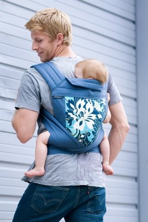 Picture of Cozy BabyHawk Mei Tai Baby Carrier Wildflowers Navy on Steely Blue with Dainty Baby Reusable Bag Bundle BHMTWLDFLRNVY (Baby Carriers)