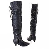 Damen Schuhe, Stiefel, 666-88, Synthetik in hochwertiger Leder Optik, Schwarz, Gr 36