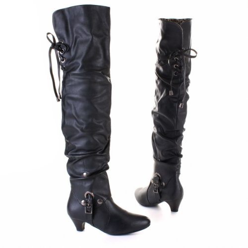 Damen Schuhe, Stiefel, 666-88, Synthetik in hochwertiger Leder Optik, Schwarz, Gr 36