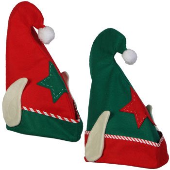 Elf Hat with Ears Christmas Elf Hat Red or Green