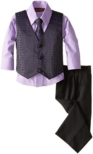 Milano Couture Baby Boys' 4 Piece Geometric Vest Set, Lilac, 12 Months