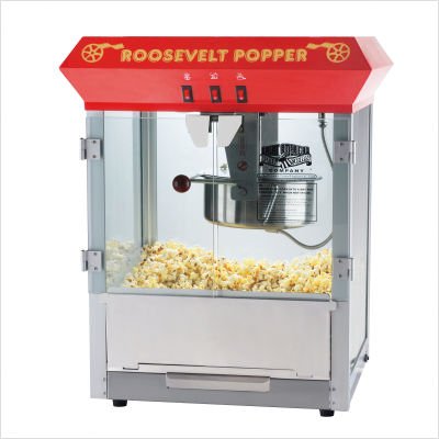 Great Northern Popcorn Red Roosevelt Antique Style Popcorn Popper Machine with 8 Oz Kettle