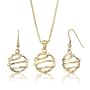 Chic Style: Sterling Silver Celebrity Style Modern Earring Pendant Set with 14K Gold Plating