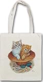 Katzen Tasche - Beach Bums Hut Brille Katze Mietze Felidae Pussi Katzenklo Miau Einkaufstasche Tragetasche Stoffbeutel Beutel Bag Geschenk Geburtstag T-Shirt