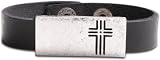 Metal Cross Bracelet - Black Leather Bracelet