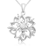 10k White, Yellow or Rose Gold Diamond Flower Pendant (1/20 cttw, I-J Color, I3 Clarity)