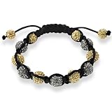 New Macrame Adjustable Bracelet Champagne and Grey Crystals with Champagne Crystal Ends on a Stylish Cord (Purchase Over $20.00 and Get 1 Free 10mm Multi Color Macrame Bracelet)