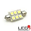 37mm High Power 6 LED SMT Festoon Bulb White Dome Light, 1403WH