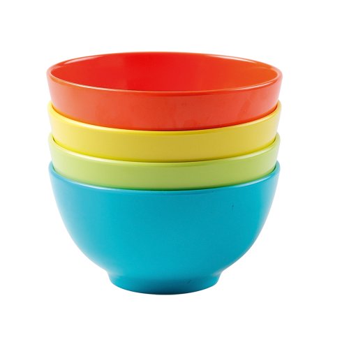Ciroa Miniamo Brights Set of 4 Assorted Coloured 12.5cm Melamine Bowls in a Acetate Pack