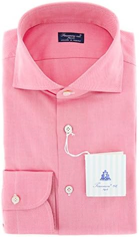 New Finamore Napoli Pink Solid Slim Shirt 15/38