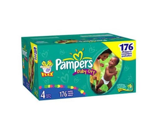 Pampers Baby-Dry Diapers, Size 4 (22-37 Lbs), Economy Plus Pack, 176 Diapers