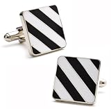 Black White Repp Stripe Cufflinks Cuff Links