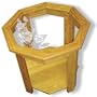 Oak Glass Top End Table With Butterfly Etched Glass - Butterfly End Table Furniture - Unique Butterfly Gift Ideas - Fully Assembled - 22" x 22" x 20" high