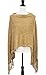 StylesILove Women Trendy Brushed Soft Knit Poncho with Fringe Trim Chic Shawl (Camel)