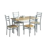 Crosby Rectangular Oak Veneer Dining Table & 4 Chairs Set