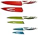 Kitchen Knives with Sheaths - Quality Kitchen Knife Set - Paring, Utility, Chef Knife - Non-Stick Coating for Easy Cutting and Cleaning - Colored Extra Sharp Stainless Steel Blades - Non-Slip Handles