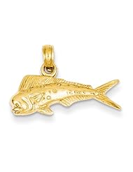 14k Yellow Gold Mahi Mahi Fish Pendant